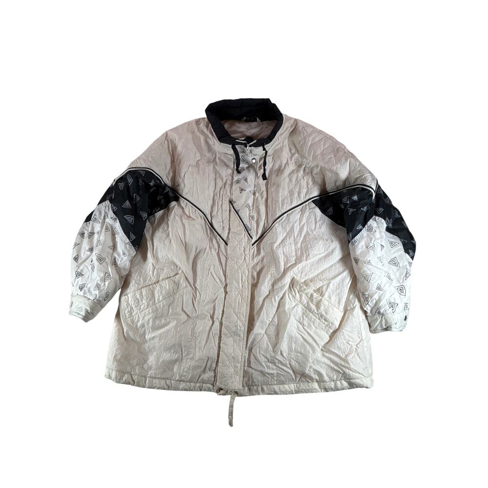 New York Girl VTG 80s 90s Windbreaker Jacket Womens M White Preppy Lined Retro